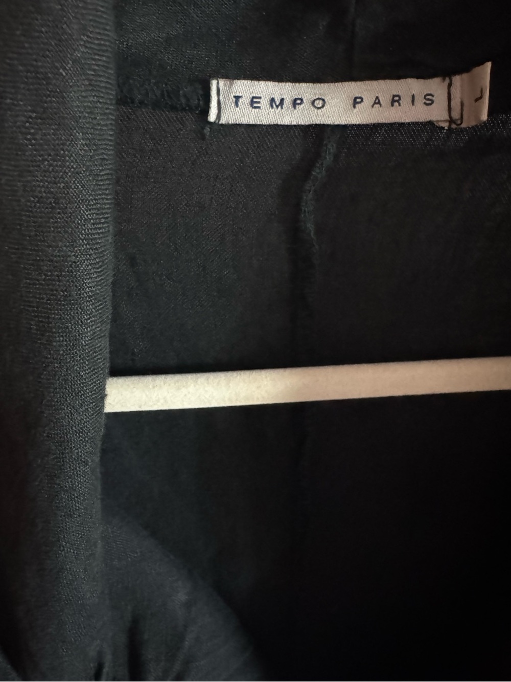 Tempo Paris Italian Linen Black Long Ruffle Asymmetrical Trim Cardigan Jacket L - Picture 5 of 12